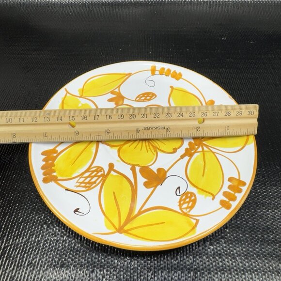 Italian Pottery Oversized Teacup And Saucer Set Hand Painted Yellow Flowers VTG - Picture 6 of 15